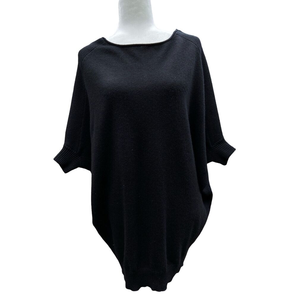 Tory Burch Women Small Sweater Cashmere Black Knit‎ Pullover Dolman Sleeve